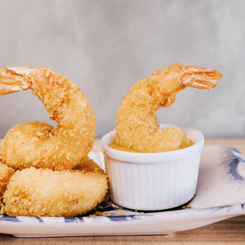Camarão Panko e geleia de pimenta